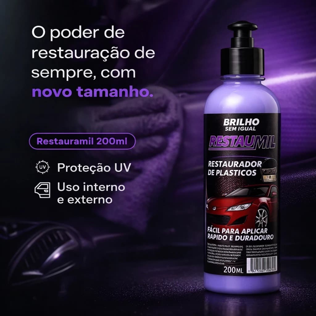 Revitalizador de Plástico Painel Automotivo - Restauração Brilho Intenso e Proteção