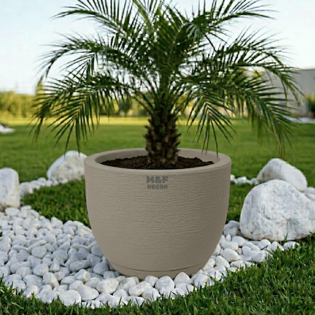 vaso para planta polietileno decorativo bojo redondo com prato coletor