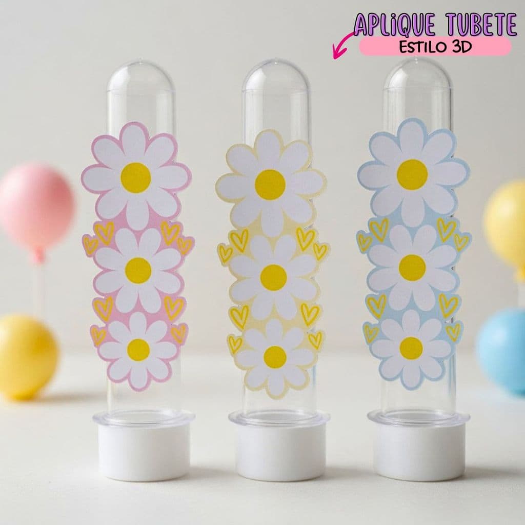 Aplique para Tubete Margaridas Flor de 13cm  / Personalizads / Aniversário / Lembrancinhas
