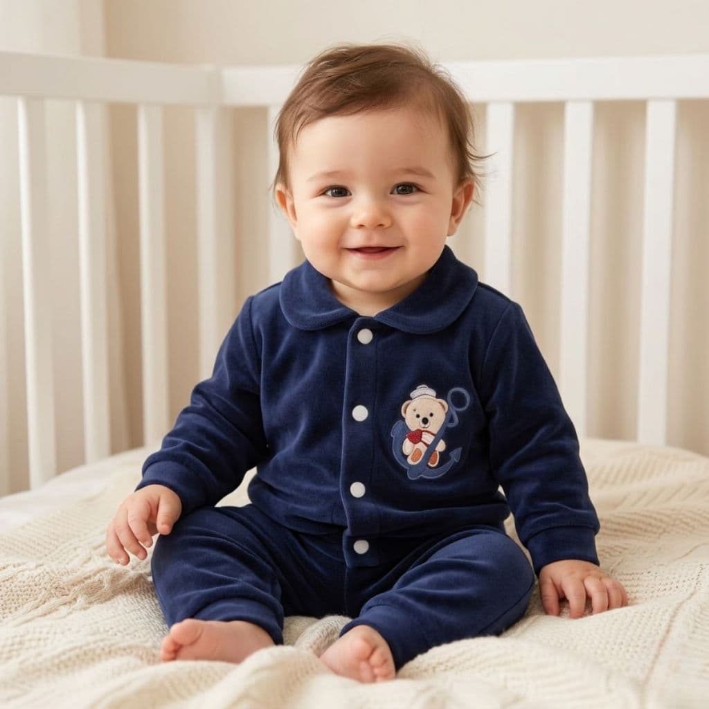 Conjunto Blusa Com Botões e Calça Roupa de Frio Macio Quentinho Infantil Plush Inverno Bordado Premium
