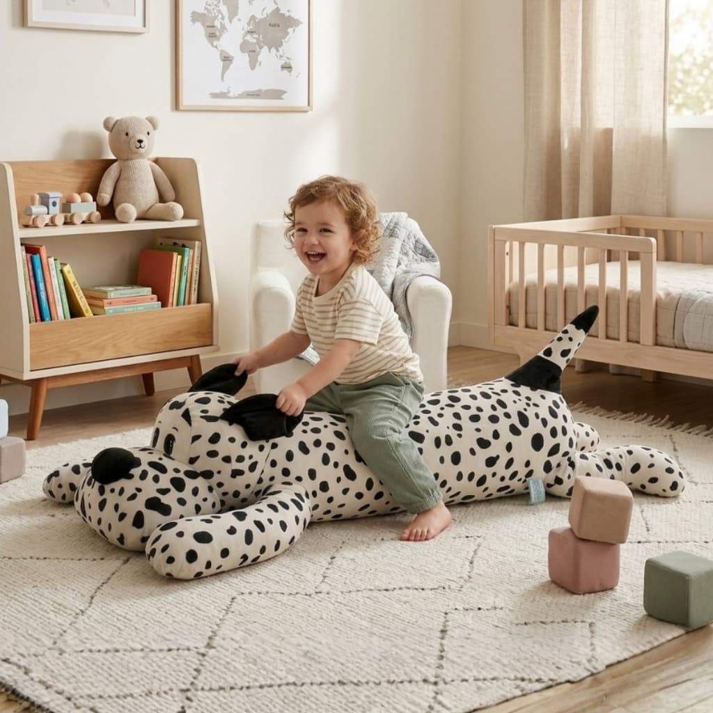 Almofada Xuxão Dálmata 1,10m Pelúcia Macia Premium Lavável