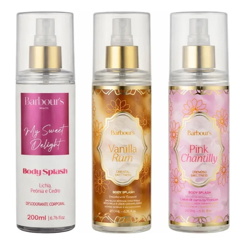 Kit 3 Body Splash Desodorante Corporal Colônia Feminino 200ml Barbour's