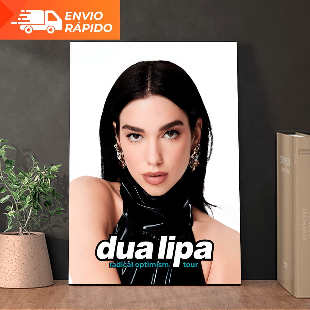 Quadro Decorativo Dua Lipa MDF Adesivado Placa Pop Cantora Poster Moderno Fita Dupla Face