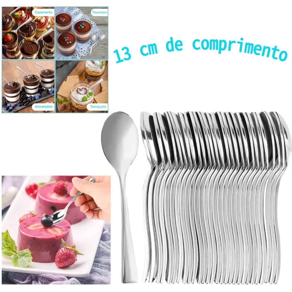 50/100 peças de colheres de sobremesa, 13 cm colheres de plástico prateados para festas, casamentos e eventos