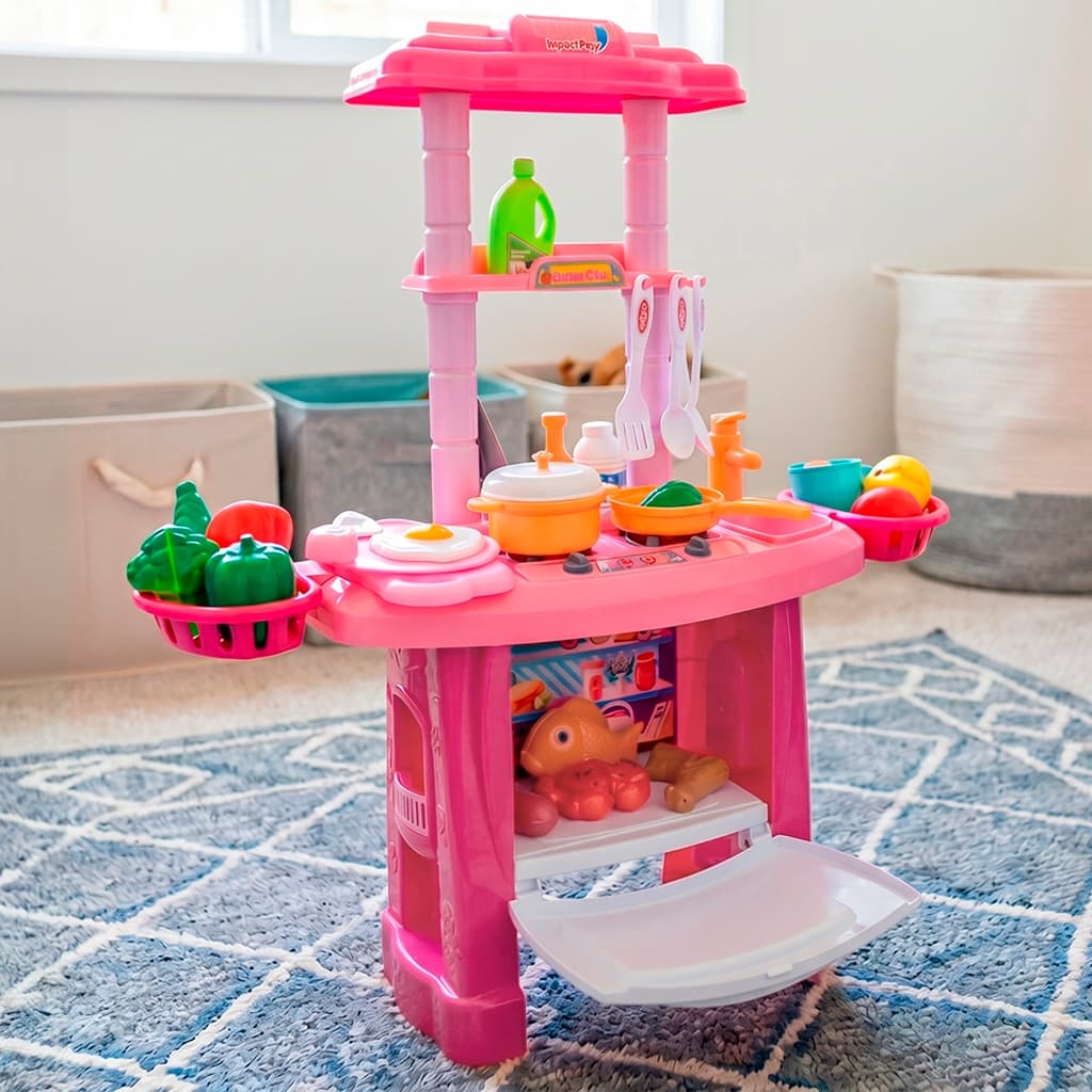 Cozinha completa Infantil De Brinquedo com som pia que sai agua de verdade Fogãozinho e panelinhas