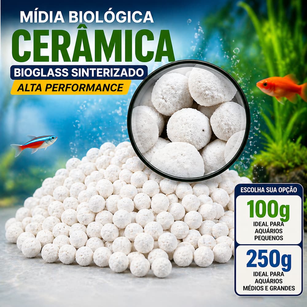 Mídia Biológica Aquário Bioglass Sinterizado Mini Esferas Cerâmica Alta Porosidade Premium