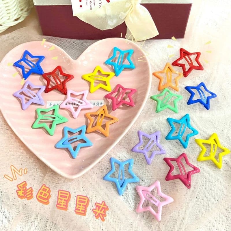 50/100 Peças Grampos De Cabelo Estrela Dopamina Cor Doce Para Mulheres, ModaPresilhas