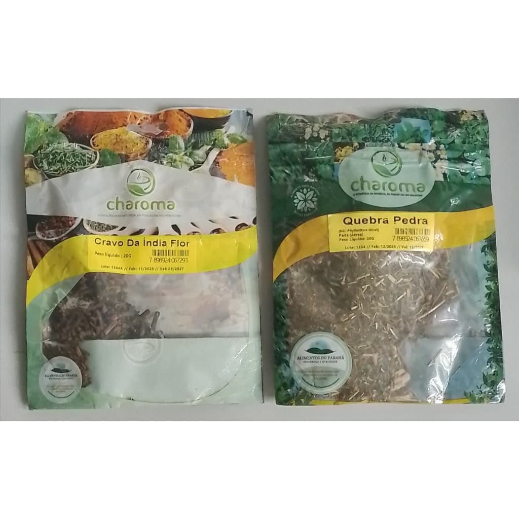 kit 2 pouch chas Quebra Pedra e Cravo da India da Charoma
