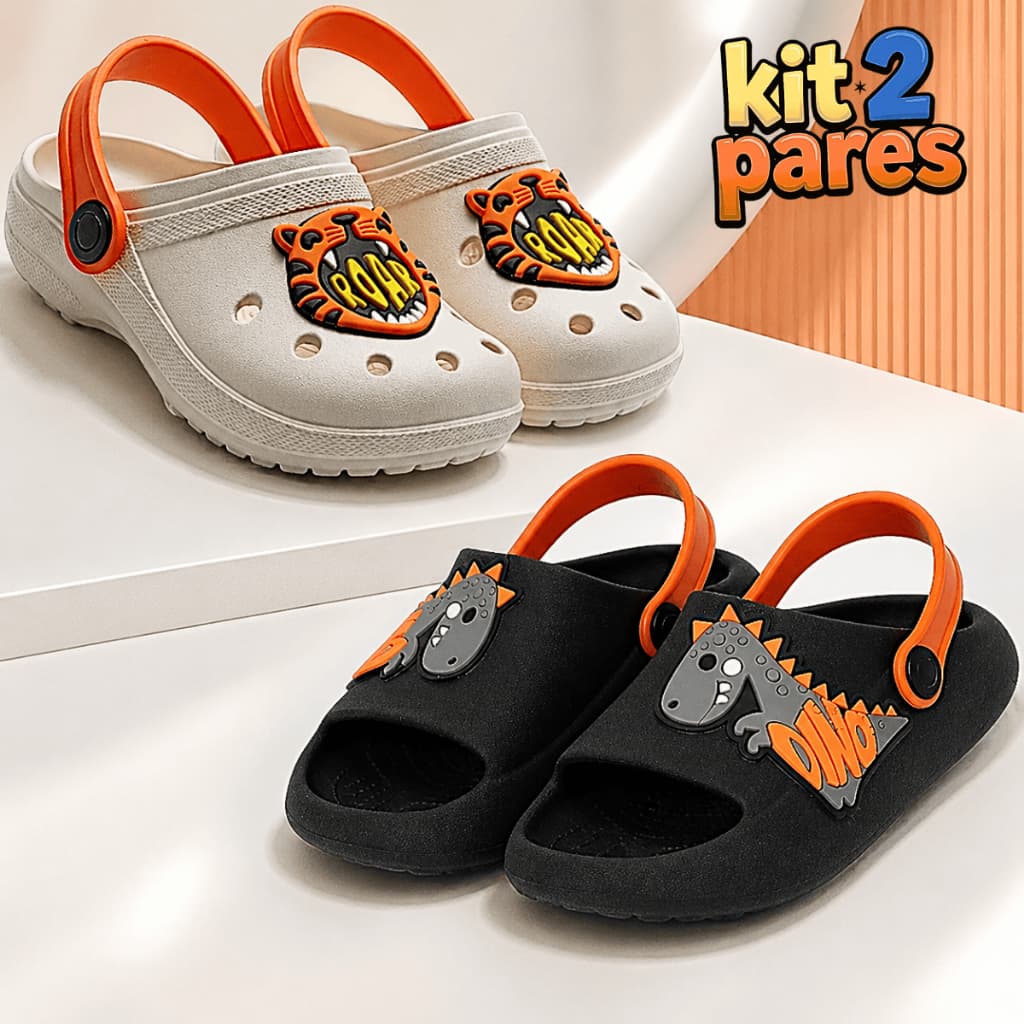 Kit 2 Pares Sandália Babuche Menino Infantil Confortável