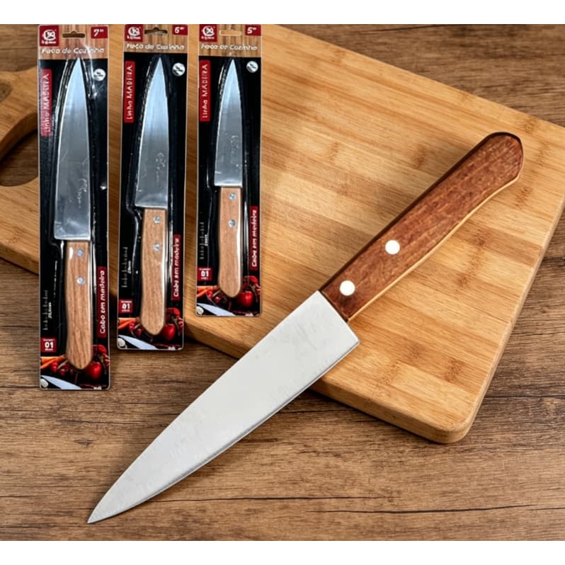 Faca Chef para Carnes – Cabo de Madeira Nat