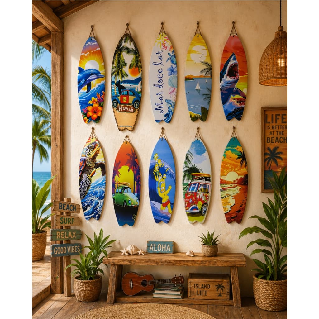 Quadro Placa Decorativa Parede Recorte Prancha De Surfe Mdf