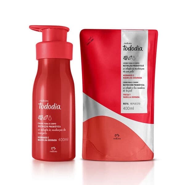 CREME CORPORAL + REFIL MORANGO E BAUNILHA DOURADA NATURA