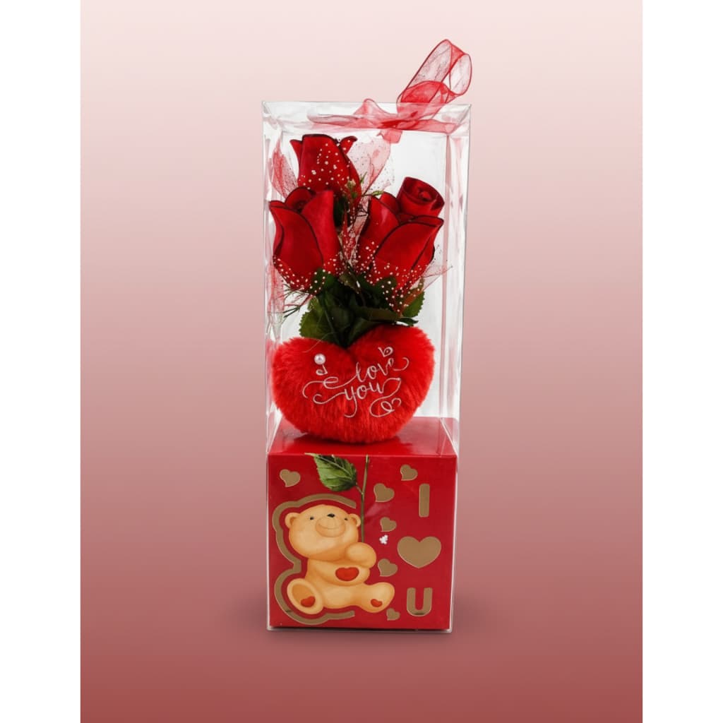 Enfeite com Rosas Led e Coração - Vermelha Mimo Presente Lembrancinha dia das mães