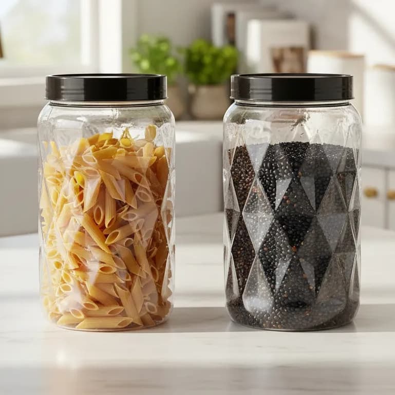 2 Pote Diamante Grande Tampa de Rosca 2,5 Litros Porta Mantimentos Bolachas Biscoito Premium Luxo