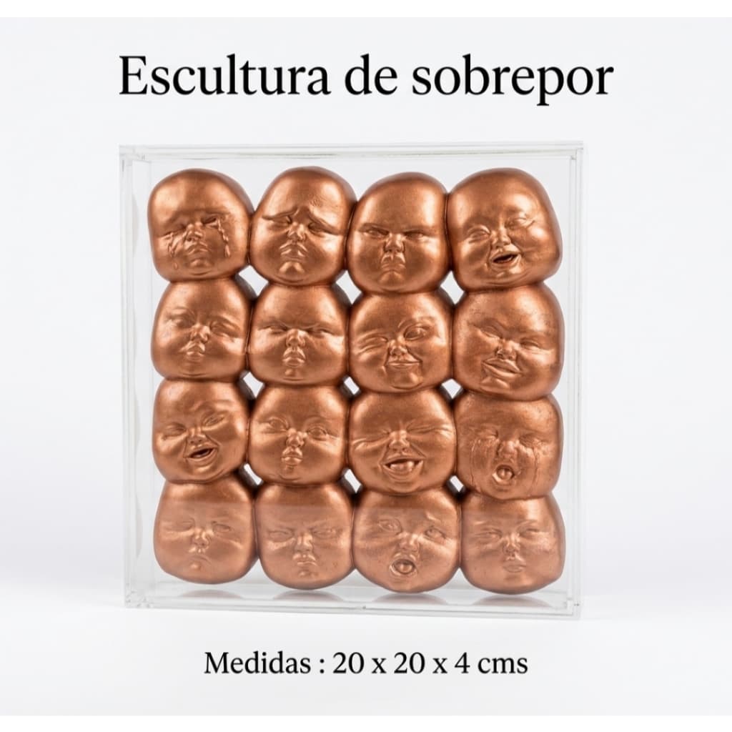 Escultura 3D Contemporânea | Arte em Caixa de Acrílico (20x20x5cm) | Decoração Luxo, Presente Afetivo, Quarto de Bebê