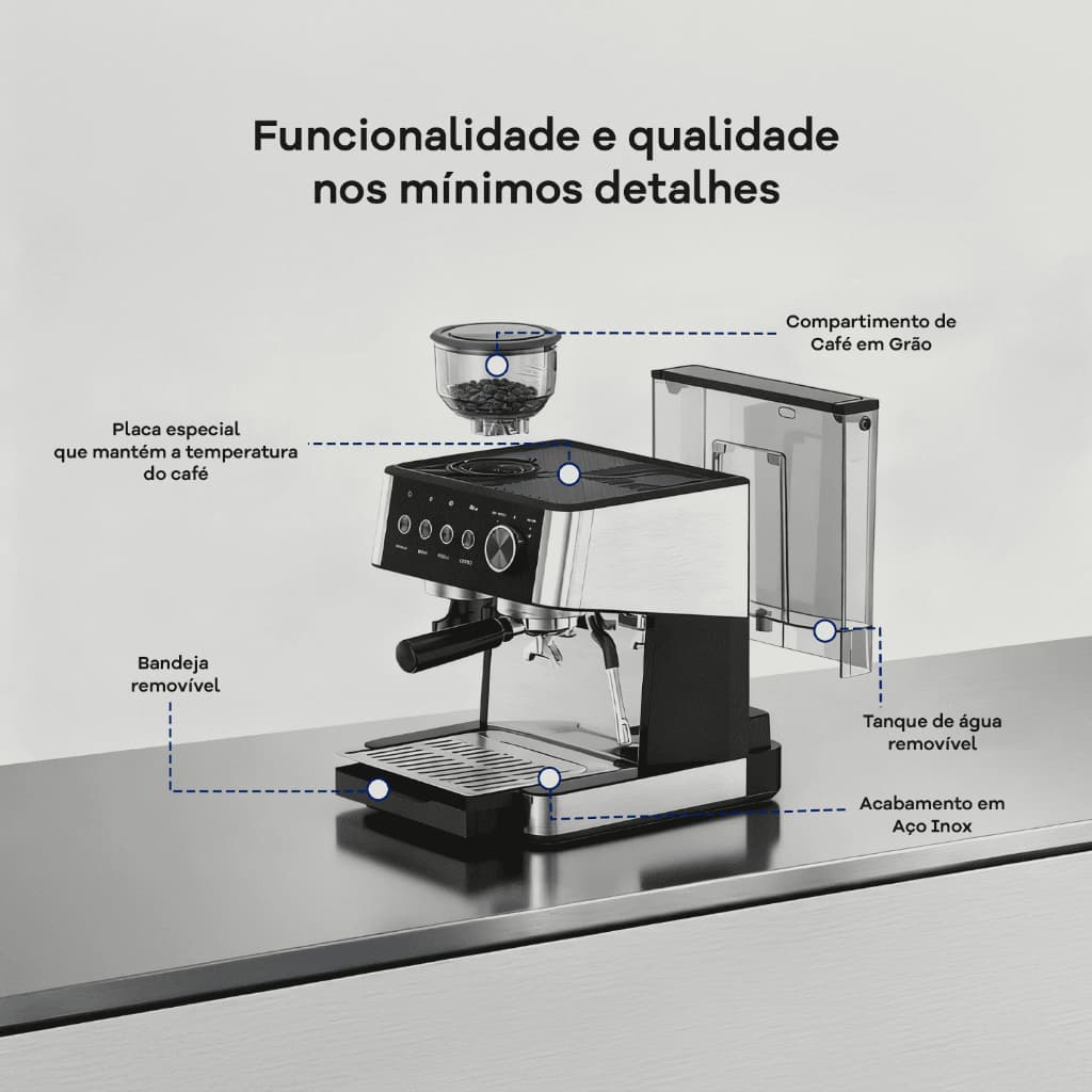 Máquina Espresso Automática Com Moagem Na Hora E Vaporizador 220V
