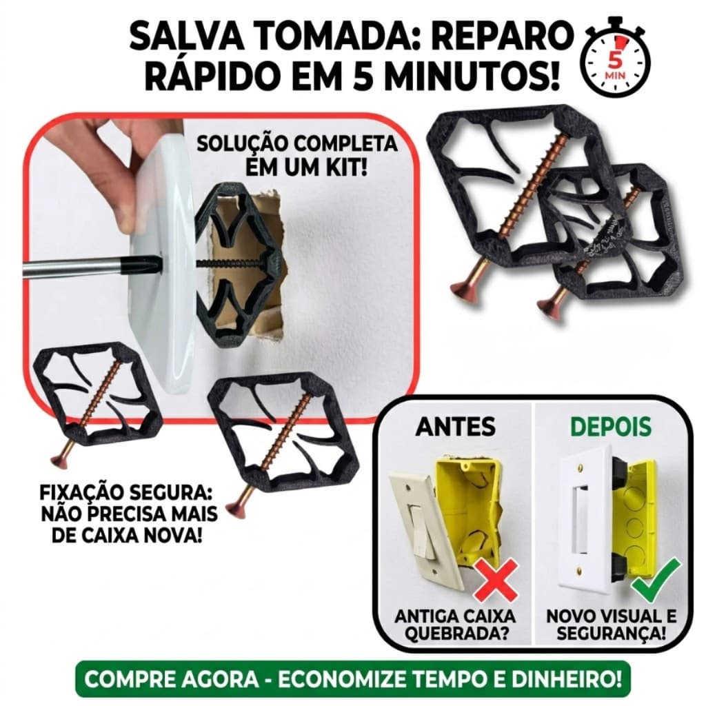 Kit Reparo Salva Abas Tomadas Caixinha Luz 4x2 Expansível Minimalista