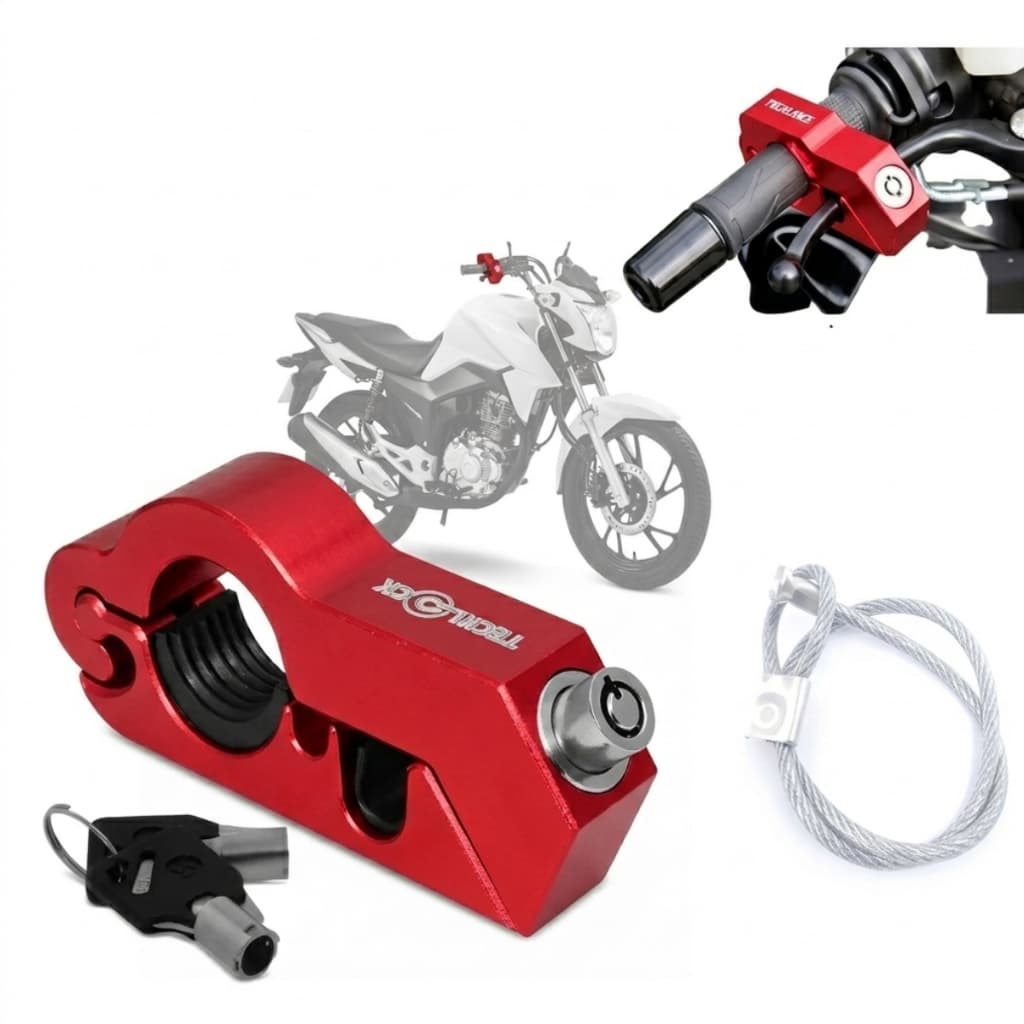 Trava Antifurto De Moto Manete Acelerador Freio E Capacete Antifurto Teck Lock