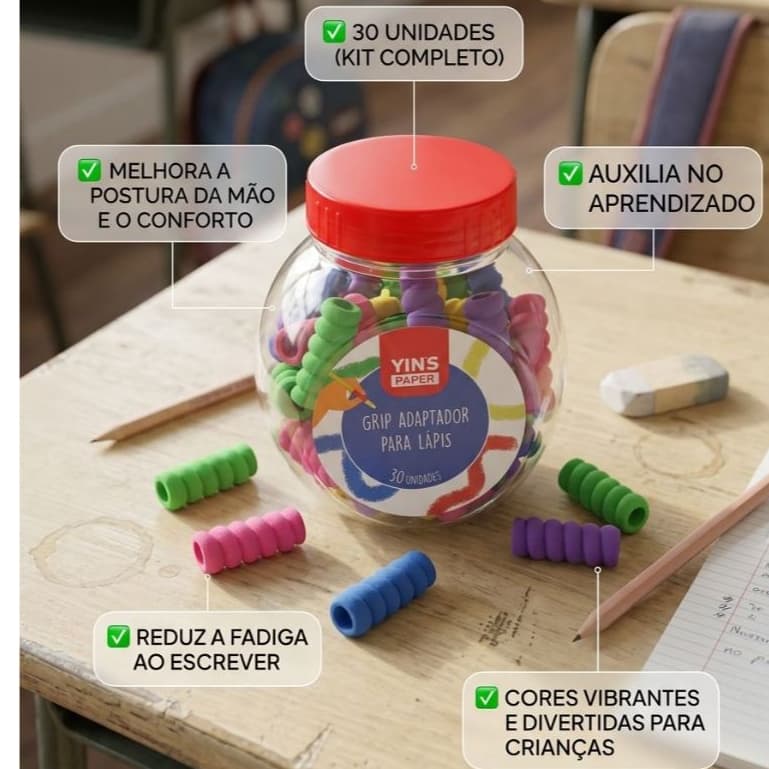 Adaptador Grip para lápis - Pote 30 unidades Adaptador Ergo Yins