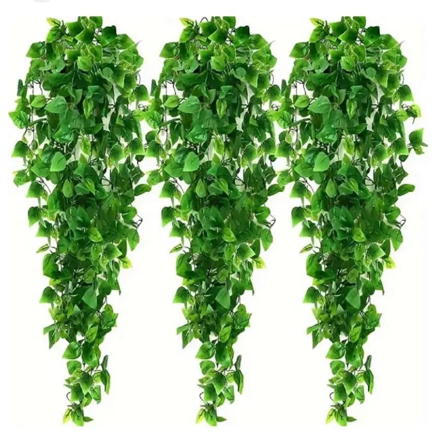 Arranjo Artificial Completo 2 Plantas Pendentes + Vaso Preto Premium De Plastico