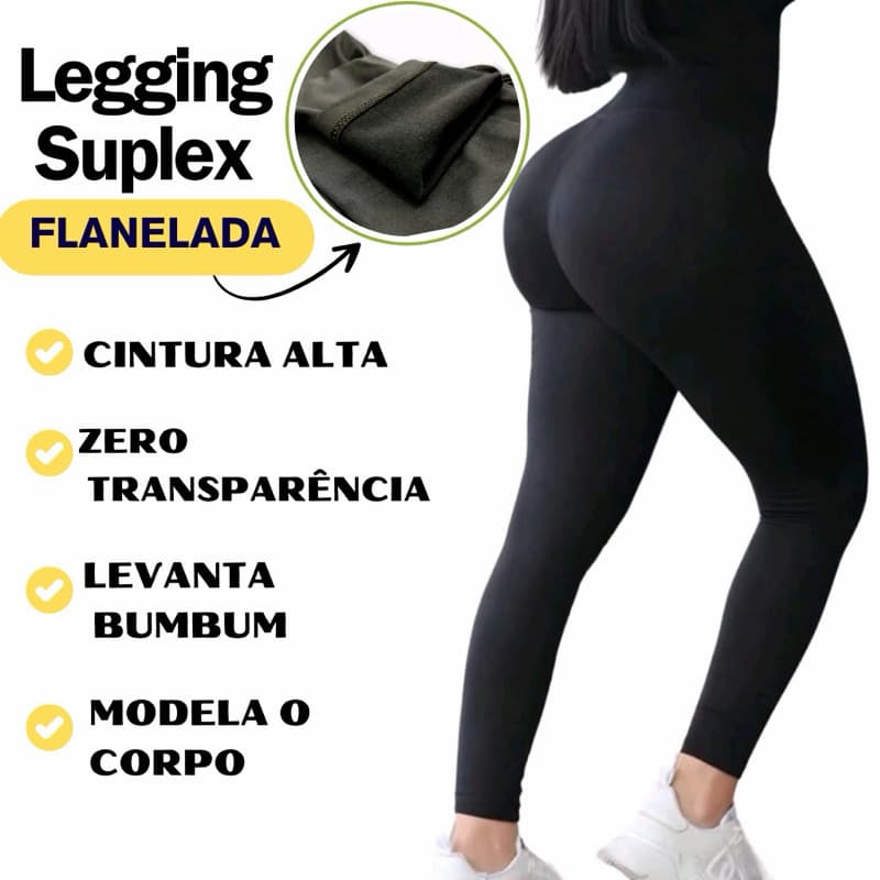 Legging Flanelada Grossa Calça Leg Peluciada Forrada Por Dentro Costura Reforçada Calça Térmica