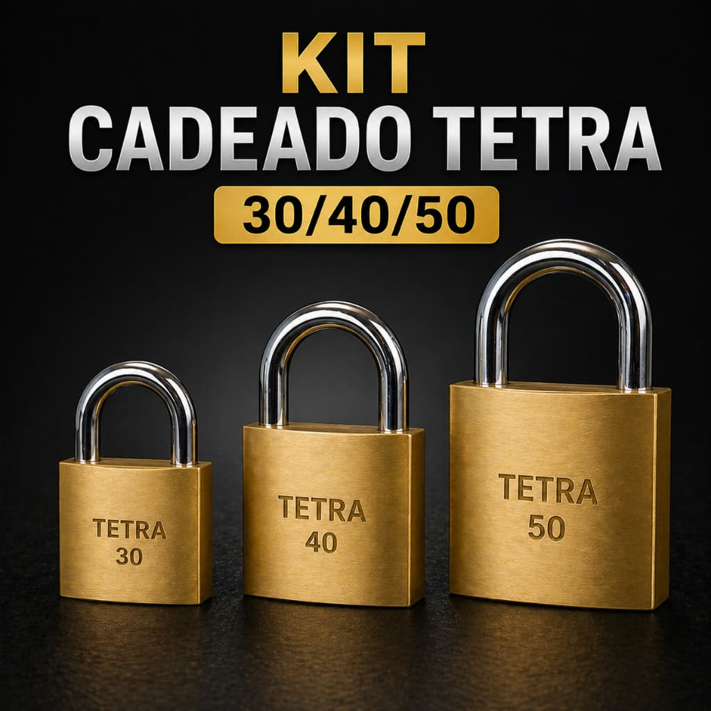 Kit Cadeado Tetra 30 40 50mm Alta Segurança 9 Chaves