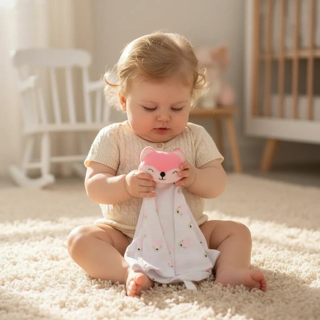 Naninha para Bebe Menina Raposinha Rosa Com Prendedor Chupeta Pelúcia Macia Antialérgica Conforto