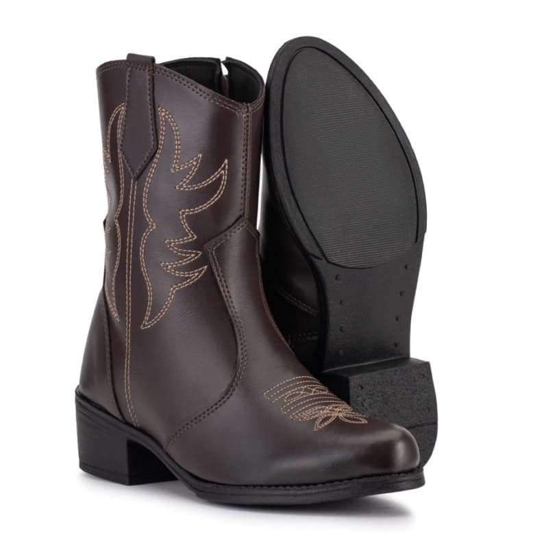 Bota Country Texana Feminina Confortavel Ziper Lateral Rodeio Bota Cano Curto Antiderrapante Bota Festa Junina 33ao40**