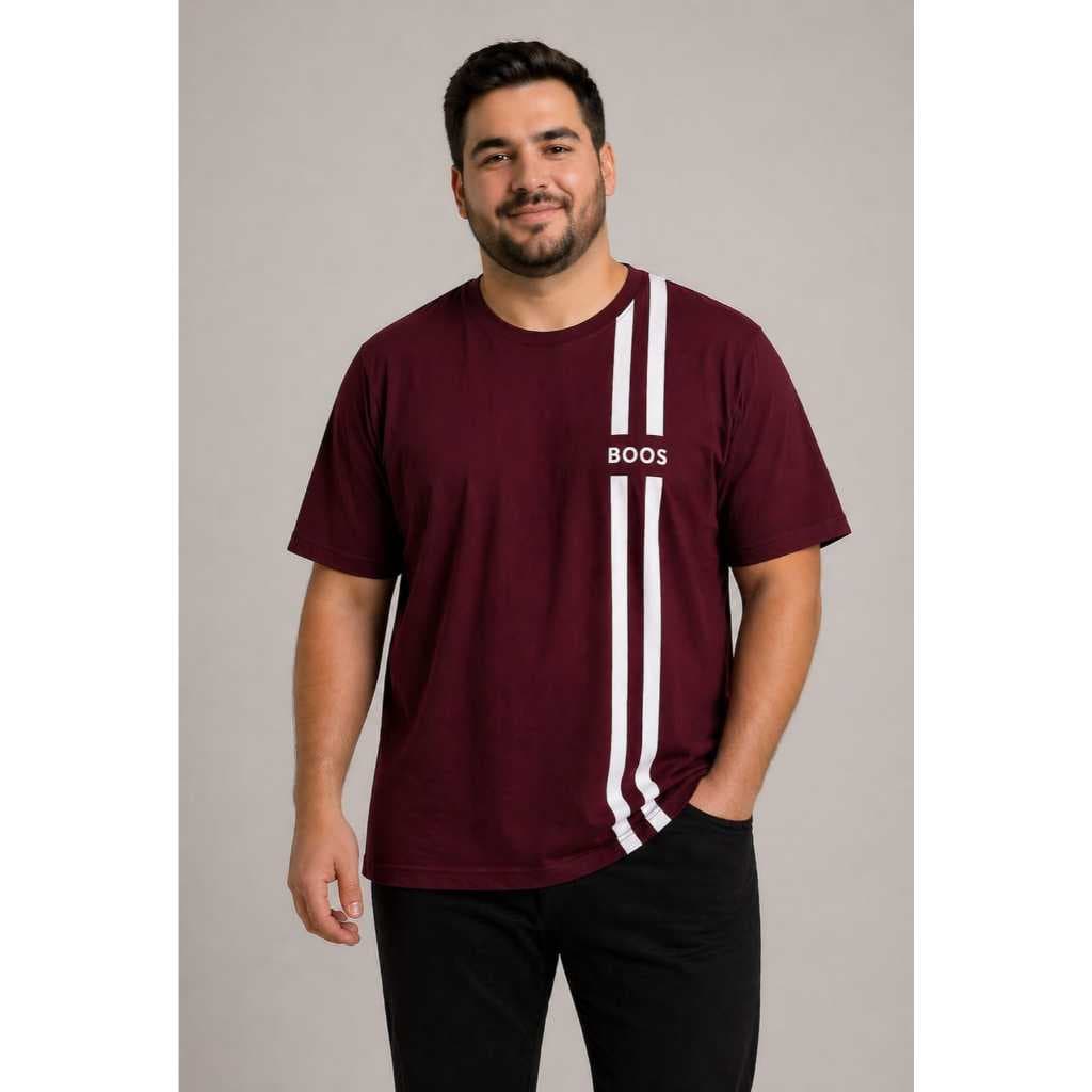 CAMISETA MASCULINA ALGODÃO PREMIUM CONFORTAVÉL LISTRA CASUAL PLUZ SIZE G1-G2-G3