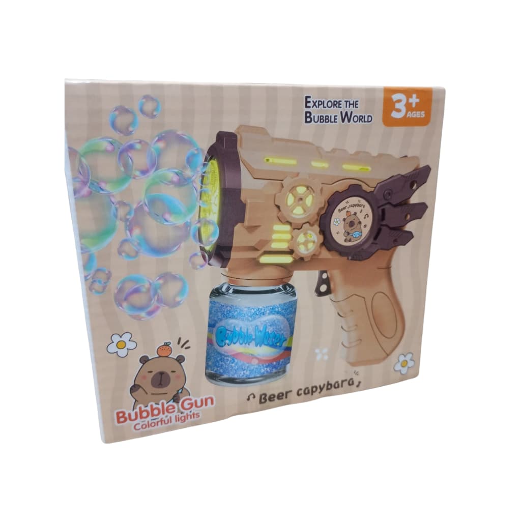 Pistola de Bolha de Sabão Capivara com Luz LED – Lança Bolhas Infantil Automática