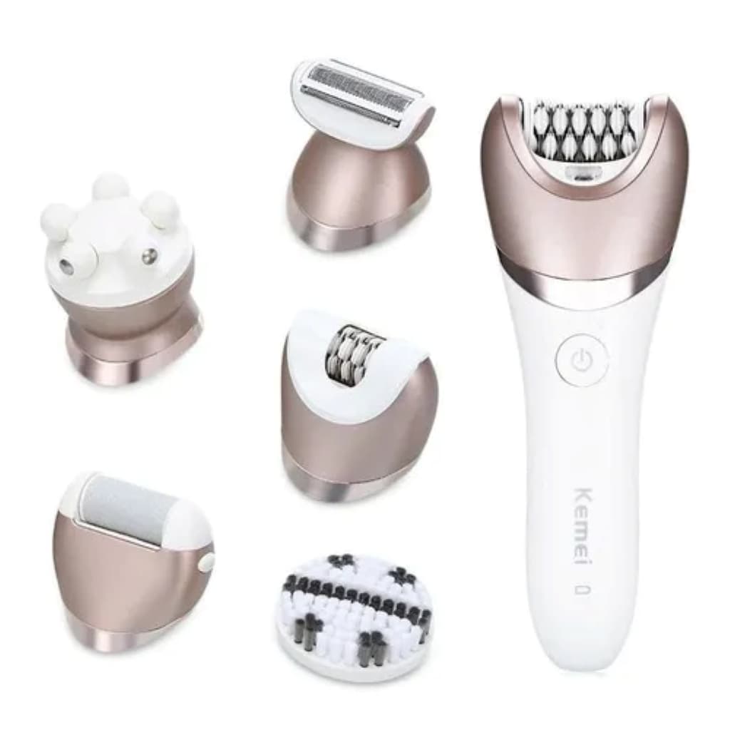 Depilador Elétrico Feminino 5 Em 1 Kemei Km8001 Cor Branco