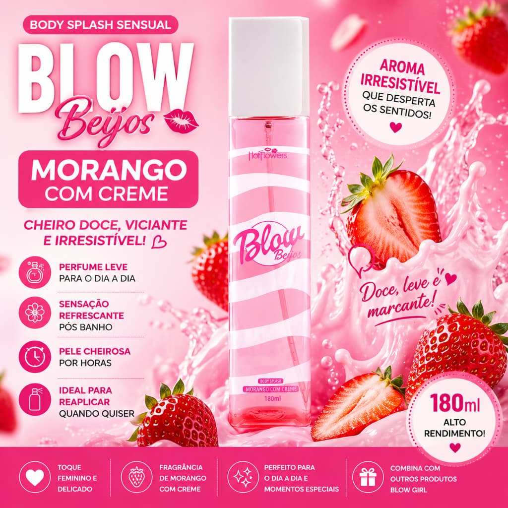 Body Splash Sensual Blow Beijos 180ml – Doce, Refrescante e Irresistível