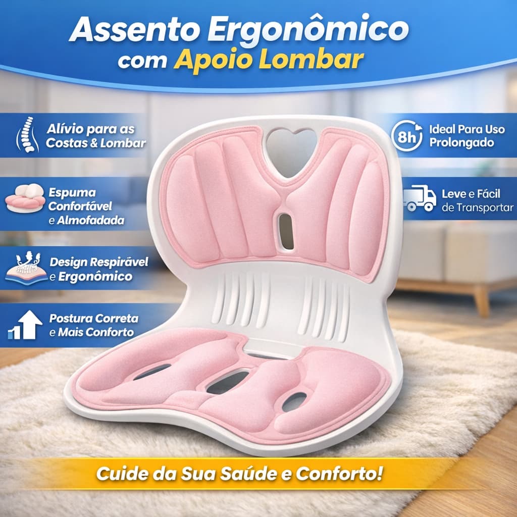 Assento Ergonômico Estofado Conforto Postura Correta Escritório Casa Carro