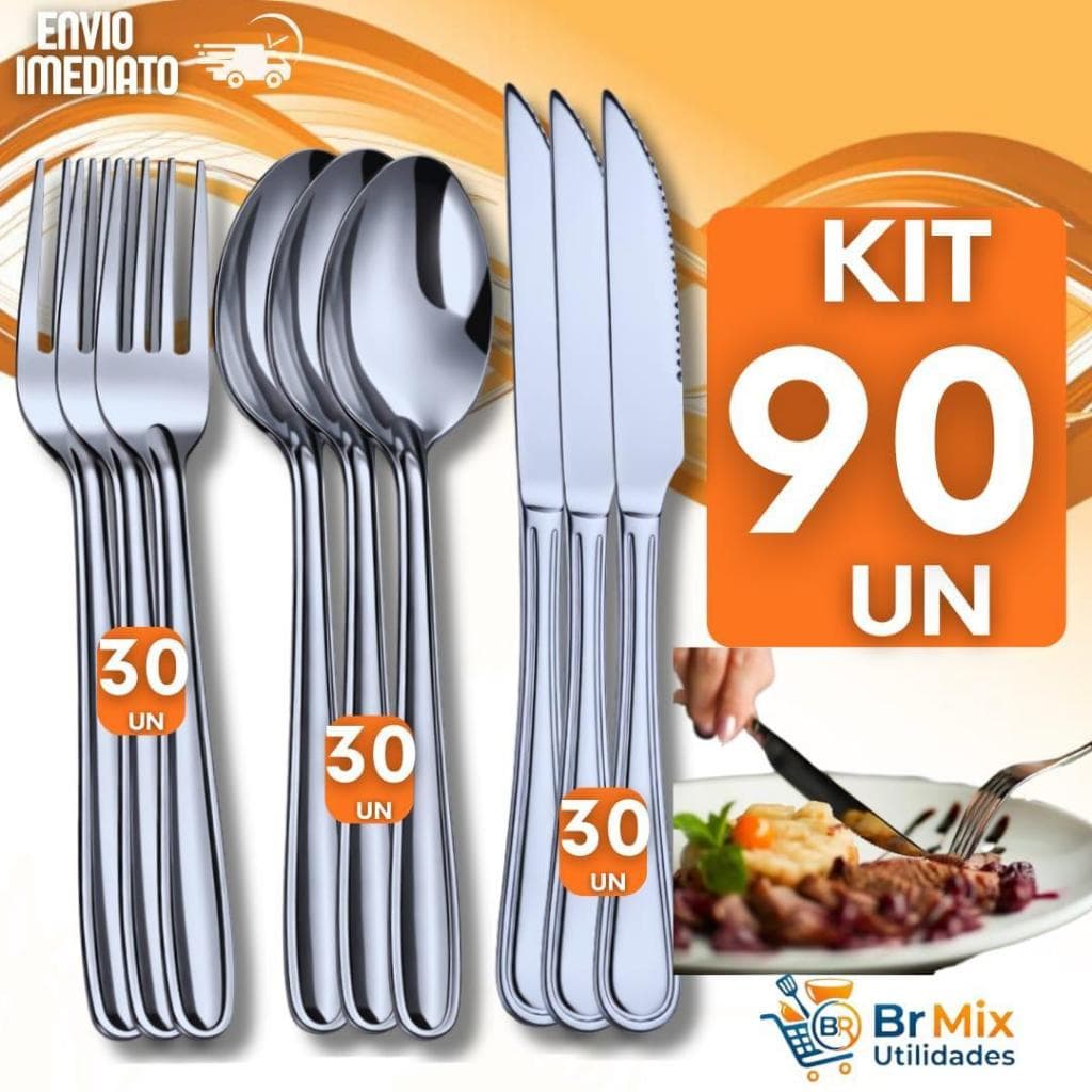 Conjunto Kit Talher inox Garfo Faca Colher Cozinha Restaurante Gafos Facas Colheres Talheres