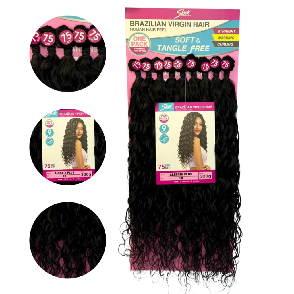 Cabelo Cacheado Bio Fibra Alessia Plus Rebecca Sleek Human Hair Na Tela 75cm 320gr