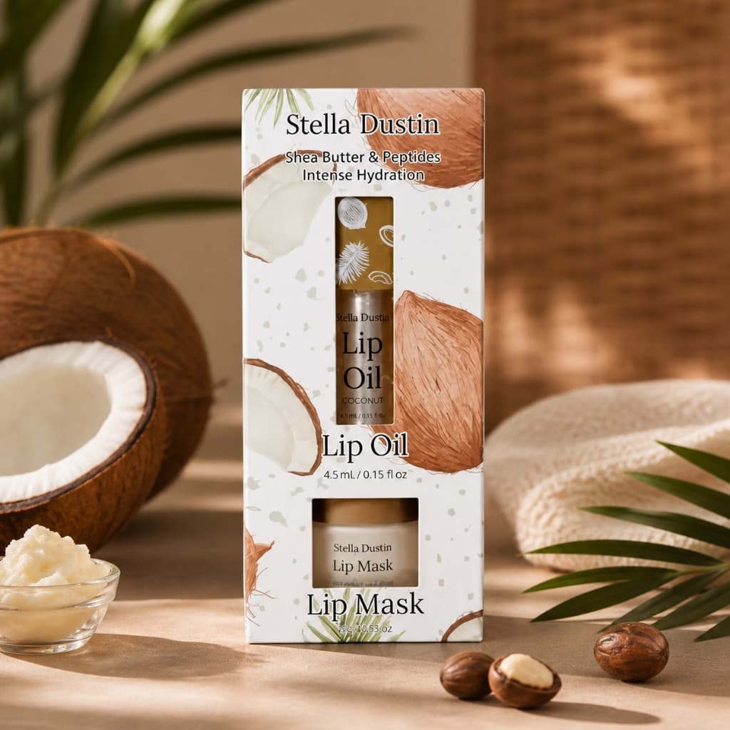 Kit Hidratante Labial Coco Stella Dustin Lip Oil + Lip Mask | Nutrição, Maciez e Proteção
