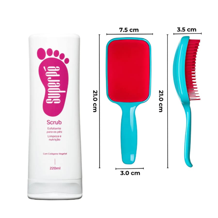brinde escova para cabelos + super pe esfoliante scrub esfoliante para os pés 220 ml cor da escova varia conforme stock