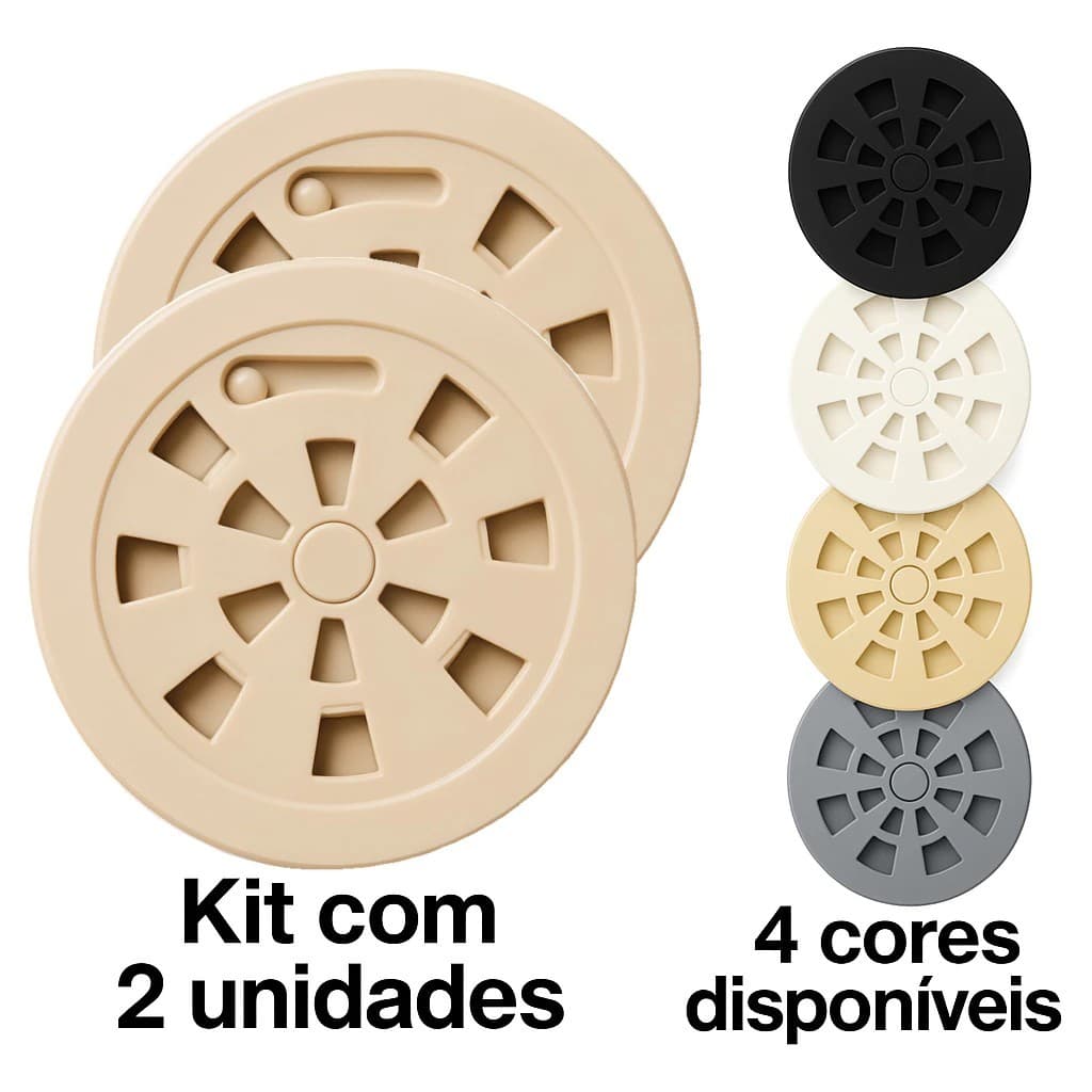 Kit 2 Grelhas para Ralo Redondo Rotativa Abre e Fecha Plástico Resistente 10cm