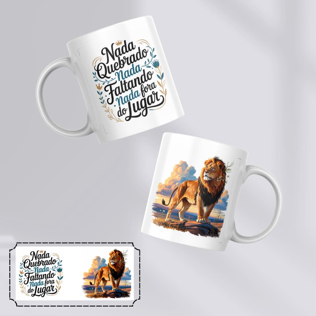 Caneca personalizada com frase Nada quebrado nada faltando Presente Religioso Xícara