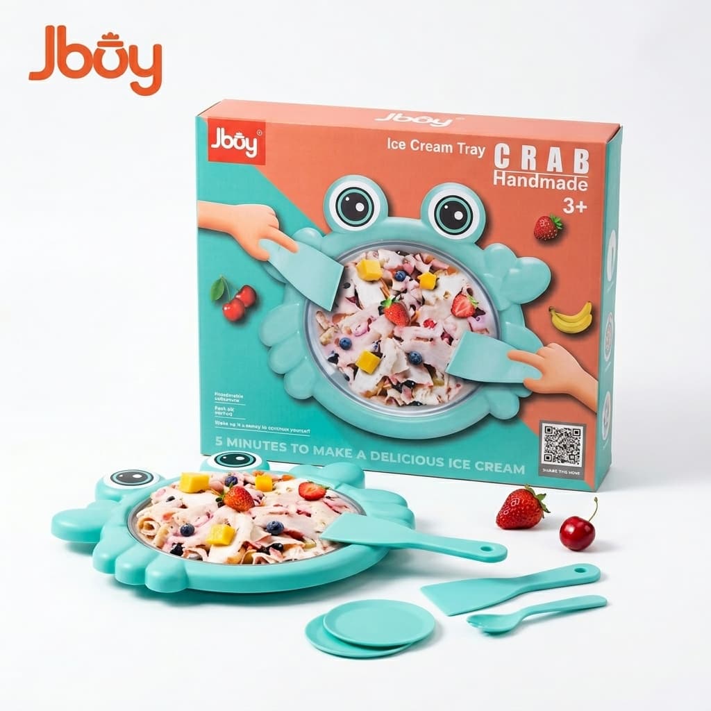 Máquina Sorvete Infantil Chapa Fria Caranguejo Faz Sorvete Rolo de Verdade Sem Eletricidade Jboy