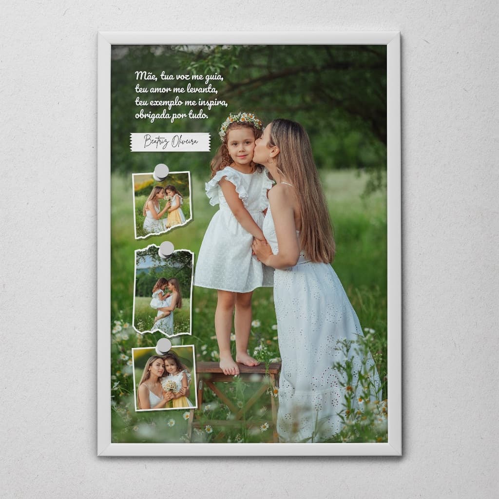 Quadro Personalizado (30x42cm) Moldura Madeira Reflorestamento Presente Dia Das Mães