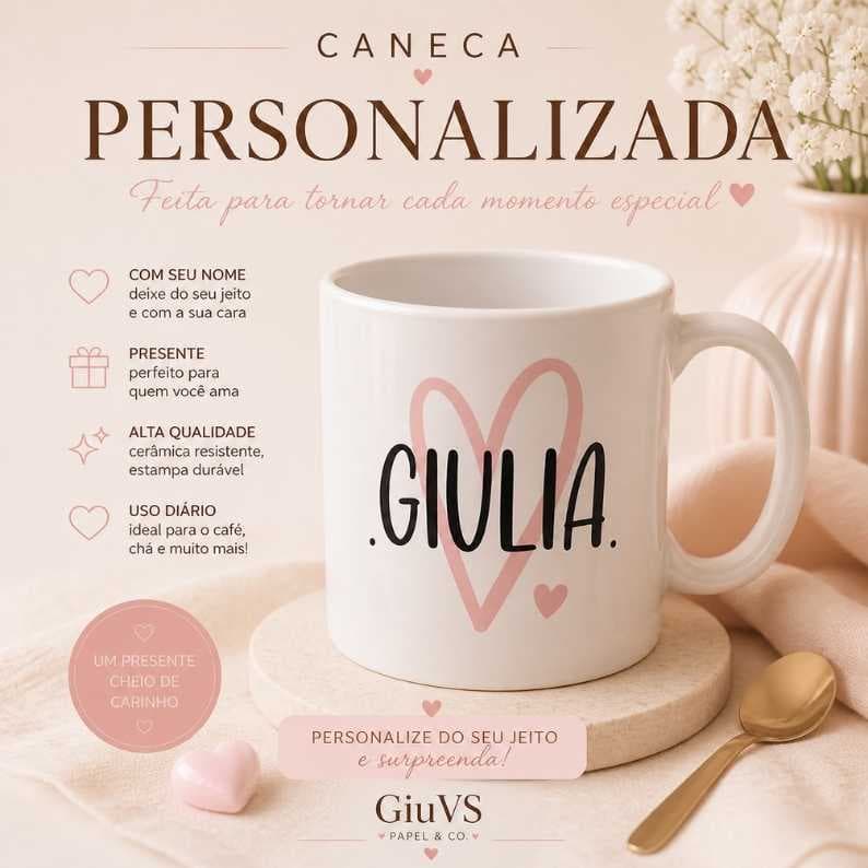 Caneca Personalizada com Nome Presente Criativo Caneca Branca Personalizada
