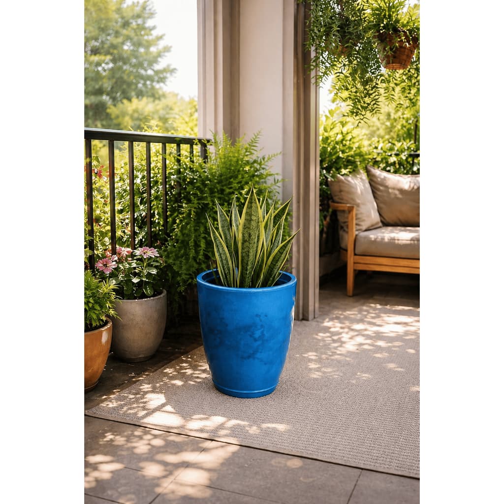 Vaso Para Plantas Decorativo Luxo Efeito Marmorizado com Prato 31cm