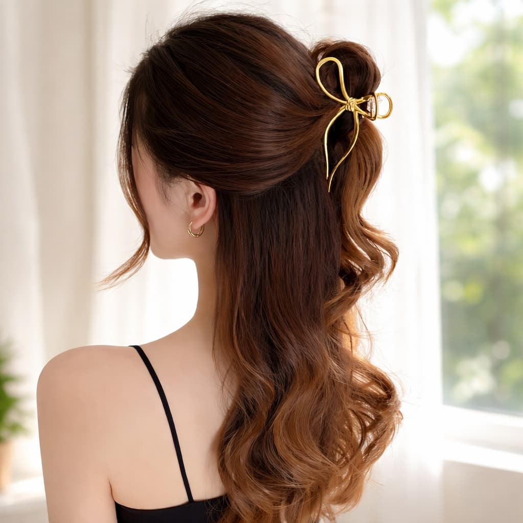 Presilha laço Grande metal Prendedor de cabelo dorama