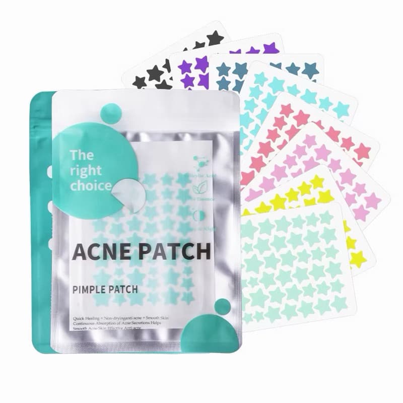 Adesivo Seca Espinha Para Rosto Patches de Espinha em Formato de Estrela Cores Sortidas