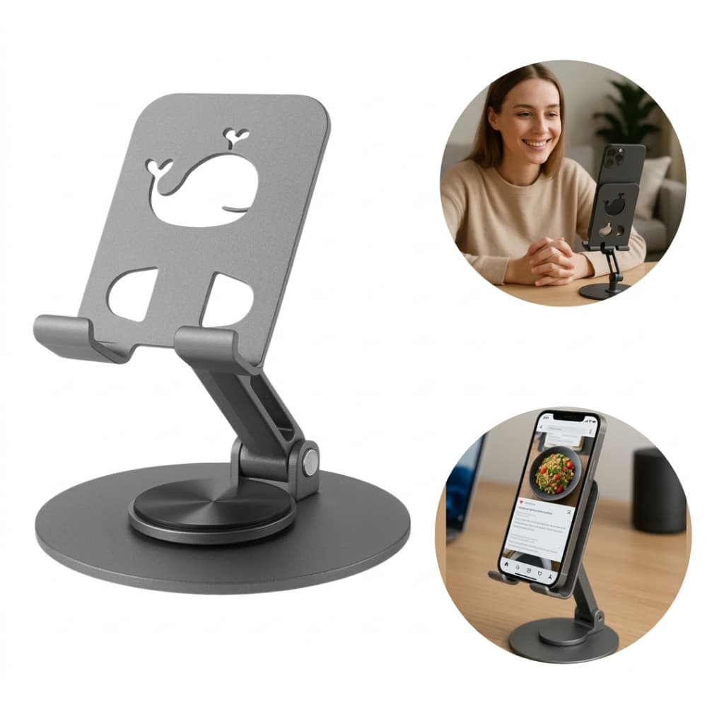 Suporte de Mesa para Celular e Tablet com Base Rotatória 360°