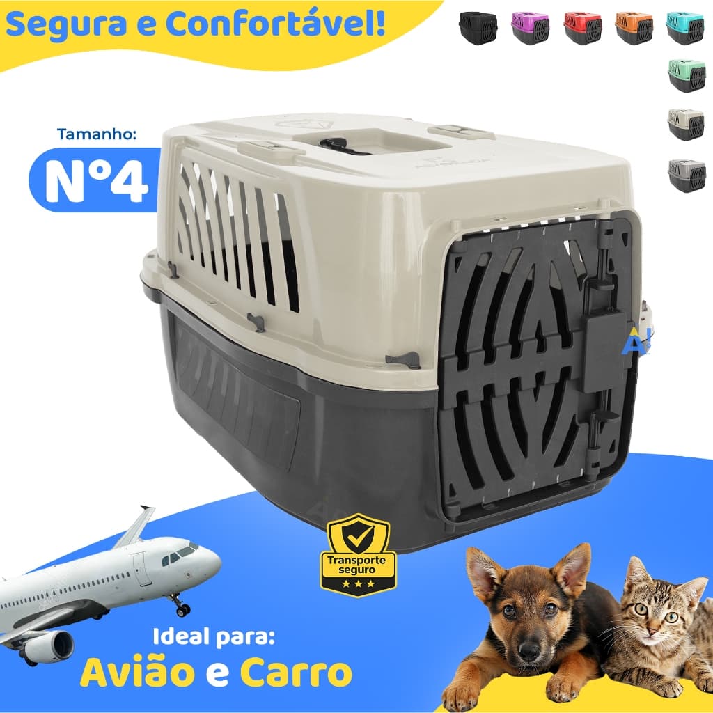 Caixa Transporte Pet N4 Cachorro Gato Viagem Caixa Pet Resistente Ventilada Segura