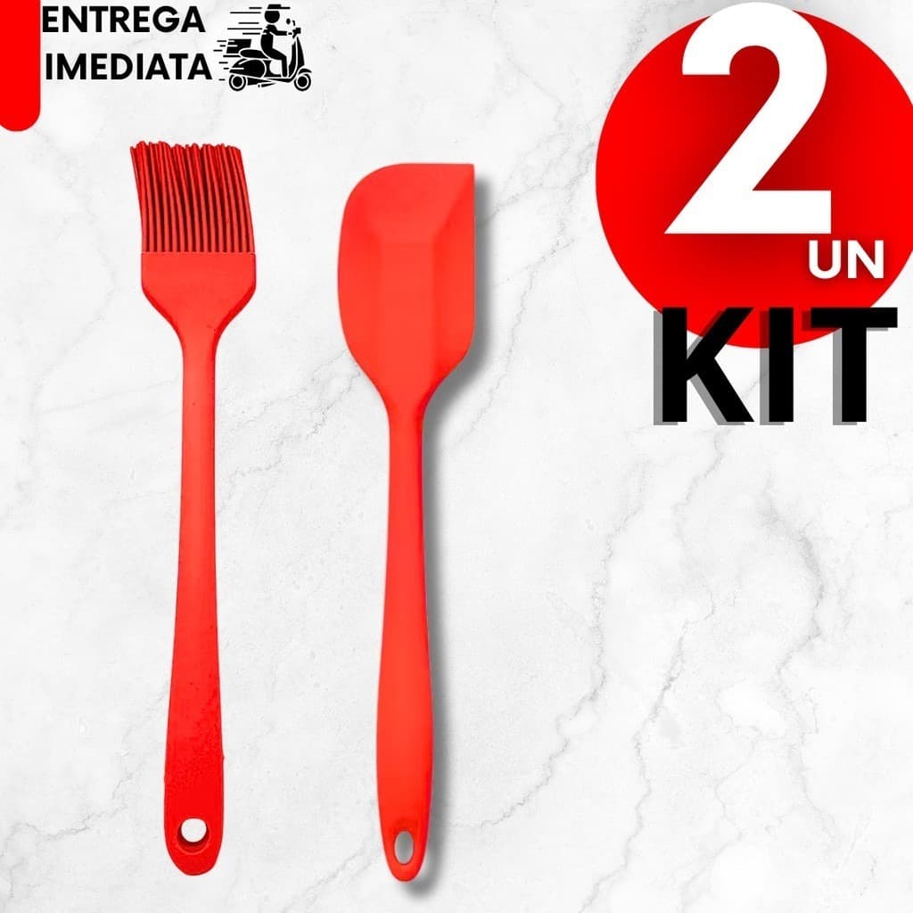 Pincel de Silicone Culinário Resistente Alta Temperatura Cozinha Churrasco Vermelho e Preto