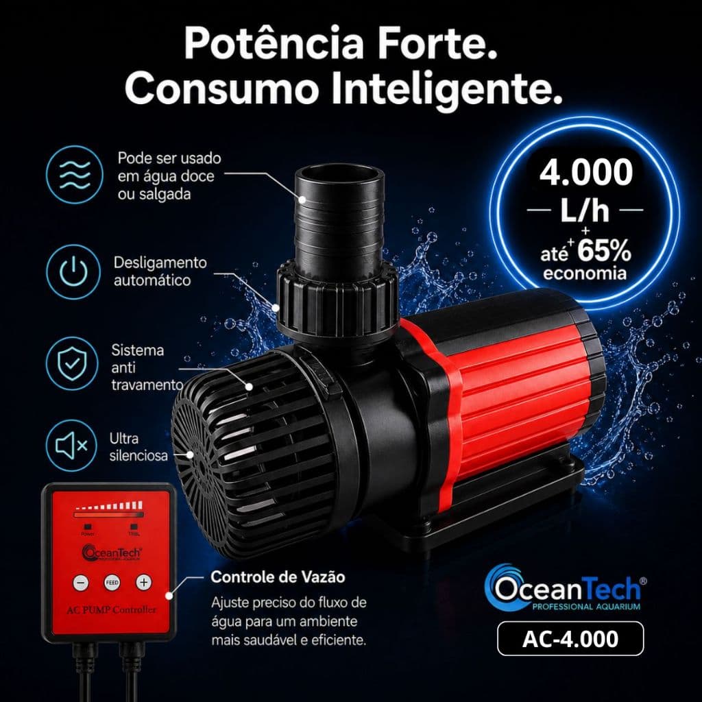 Bomba Submersa Ocean Tech Para Aquário E Lagos AC-4000L/h 220V