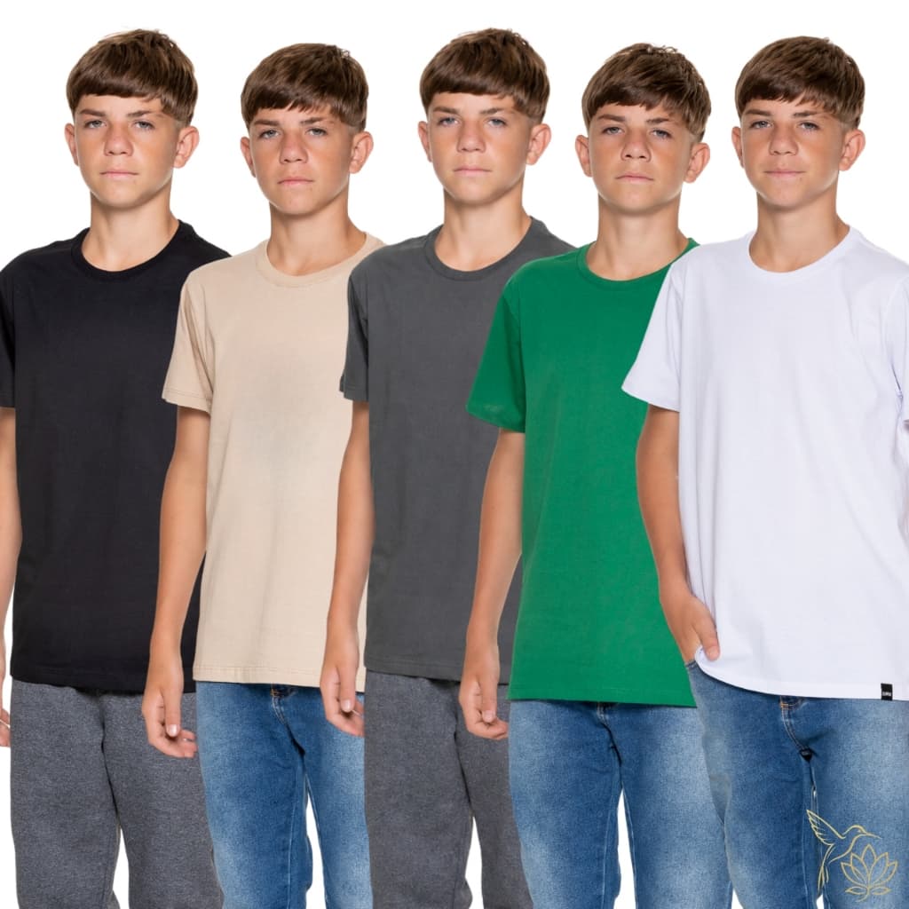 Camiseta Básica Masculina Infantil Juvenil para Uniforme Escola 100% Algodão